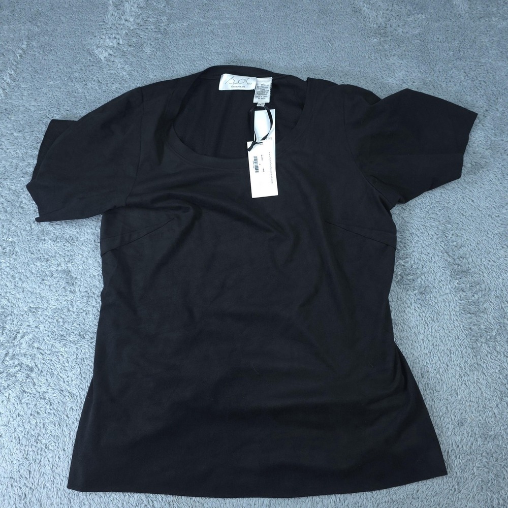 Byron Lars Beauty Mark Vegan Suede Tee Womens 4 Black Short Sleeve Lined BL4353